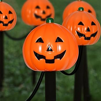 PASUTO 7Ft Halloween Pathway Lights Outdoor Pumpkin Stake